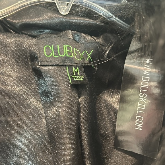 DOLLS KILL CLUB EXX STROBELIGHT HOODED DUSTER BLACK OVERSIZED SEQUIN FUR MEDIUM - Picture 5 of 9